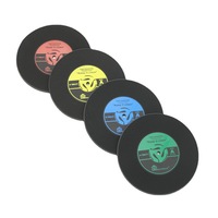 Sous-verre personnalisé en PVC caoutchouc, forme disque vinyle rétro, tapis de tasse avec logo personnalisé pour événement musical, souvenir