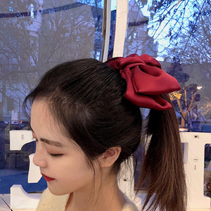 Jk Satin <b>Bow</b> Hair Clip <b>Red</b> And Black Side Clip For Women Daily Wear Headdress Fabric Precision Made - Product Image 2