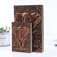 Carnet de notes A5/A6 en similicuir avec motif éléphant en relief NAD08, souvenir de voyage rétro, 100 feuilles, cadeau, vente en gros