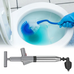 Potente émbolo de inodoro de acero inoxidable, juego de herramientas de desatascador de drenaje de aire neumático de alta presión, herramienta de desbloqueo de limpieza del hogar - Product Image 1
