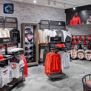 Espositore per <span class=keywords><strong>abbigliamento</strong></span> sportivo personalizzato da parete espositore per <span class=keywords><strong>abbigliamento</strong></span> Multi-zona porta abiti per unità di vendita al dettaglio - Product Image 3