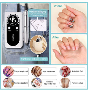 Ponceuse à Ongles <span class=keywords><strong>Électrique</strong></span> <span class=keywords><strong>Professionnelle</strong></span> Légère 35000 Tr/min Facile Utilisation Maison Salon Fiche US Rechargeable pour Gel Ongles - Product Image 2