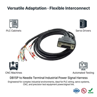 Cable D-SUB DB15 hembra a cable de alambre desnudo multicolor 18AWG personalizado de fábrica para PLC, controlador servo CNC y equipos de prueba