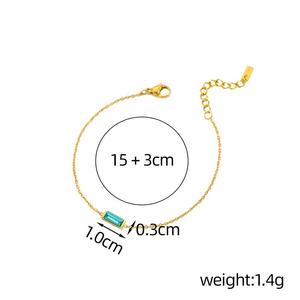 Braccialetto con Pietra Portafortuna Delicato, Bracciali con Zirconi Colorati e Gemme Verdi, Placcato <span class=keywords><strong>Oro</strong></span> 18k, Gioielli in Acciaio Inossidabile, Vendita all'Ingrosso ALN25122417 - Product Image 6