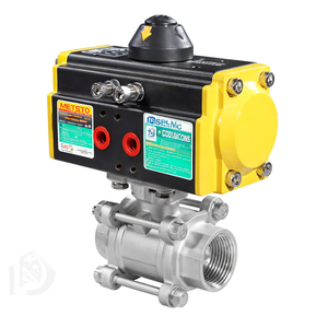 วาล์วบอลนิวเมติกแบบสามชิ้น ขนาด DN25 1 นิ้ว AC220V เกลียวใน ทำจากสแตนเลส พร้อมตัวกระตุ้นนิวเมติก - Product Image 1