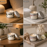 Bougie parfumée personnalisée en boîte argentée de 70g avec service d'étiquetage pour la décoration de la maison en période de fêtes