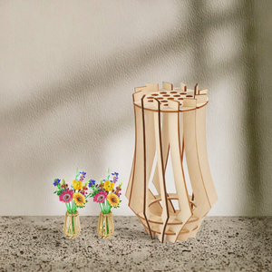 Vase puzzle en bois écologique fait main personnalisé avec gravure pour la décoration de la maison, du bureau, la présentation de fleurs de Noël - Product Image 3