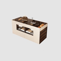 Système de garde-robe de plain-pied de luxe vestiaire moderne personnalisé avec îlot modulaire vitrine à bijoux en bois pour chambre à coucher de villa