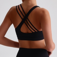 Soutien-gorge de sport pour femme, haut de sport de yoga, couleur unie, dos croisé, bretelles hautes, impact élevé