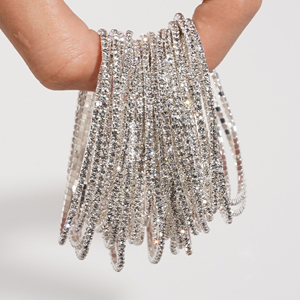 Bracciale Elastico con Cristalli per Donne, Bangle Colorato con Strass, Accessorio Creativo alla Moda con Diamanti - Product Image 5