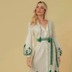 Unique DesignFashionable Printed White and Green Kimono Bohemian Style Women Boho Rayon Clothing for Women's