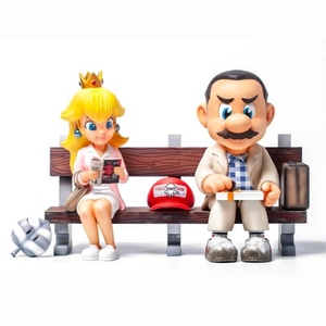Figurines de mode en vinyle ABS personnalisées <span class=keywords><strong>Mario</strong></span> & Princesse Peach, collection de culture pop, ensemble de figurines d'action en PVC pour scène de banc de designer - Product Image 1