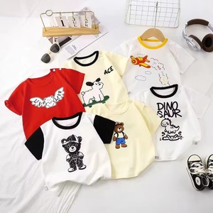 Camiseta de algodón para bebé al por mayor de fábrica con estampados de dibujos animados en varios colores, ropa de verano para niños pequeños, pacas de moda infantil - Product Image 1
