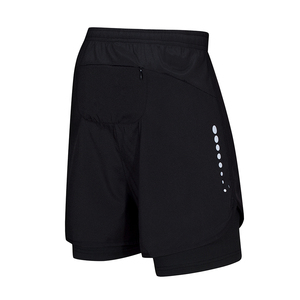 Compression Fit Odor-Resistant <b>Mens</b> 2-in-1 <b>Shorts</b> For Street Workout With Reflective Strips - Product Image 4