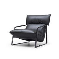 Fauteuil lounge moderne rembourré avec structure en acier inoxydable, fauteuil d'appoint pour salon en mousse haute résilience 45D