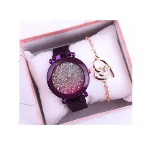 Magnetic Strap Ladies Watch Digital glitter Mother's Day Gift Watch set Christmas jewelry watch bracelet set with box