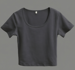 Top corto de cuello redondo de verano: un pequeño truco para la cintura pequeña, versátil para que los hotties muestren la <span class=keywords><strong>camiseta</strong></span> de piernas largas para mujer - Product Image 4