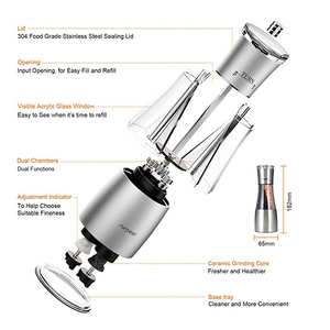 En Acier inoxydable bady Broyeur 2in1design Salière <span class=keywords><strong>et</strong></span> Poivrière, 2in1 Manuel Sel <span class=keywords><strong>et</strong></span> Poivrière avec Verre Acrylique - Product Image 3