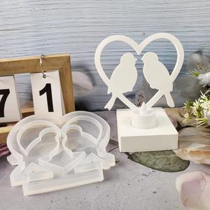 M52752 Molde de silicona para yeso y cemento con diseño de dos pájaros enamorados mirándose - Product Image 2