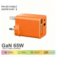 Chargeur à câble rétractable PD65W 2C1A, chargeur rapide avec câble permettant de charger simultanément les téléphones mobiles, les ordinateurs et les tablettes