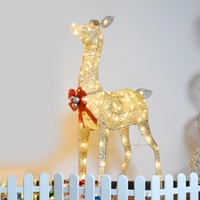 Ornements de Noël faits à la main en fer forgé, décorations DIY Père Noël et rennes, figurines lumineuses à LED, décorations festives créatives avec bois de renne