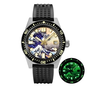 Montre de plongée San MartinSN 0007-G-V3 pour homme, cadran Kanagawa Surfing, mouvement automatique NH35, 20 bars, bracelet entièrement luminescent - Product Image 1
