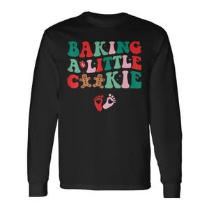 T-shirt à manches longues avec inscription « Baking A Little Cookie Cute Christmas Pregnancy Announcement » - Product Image 1