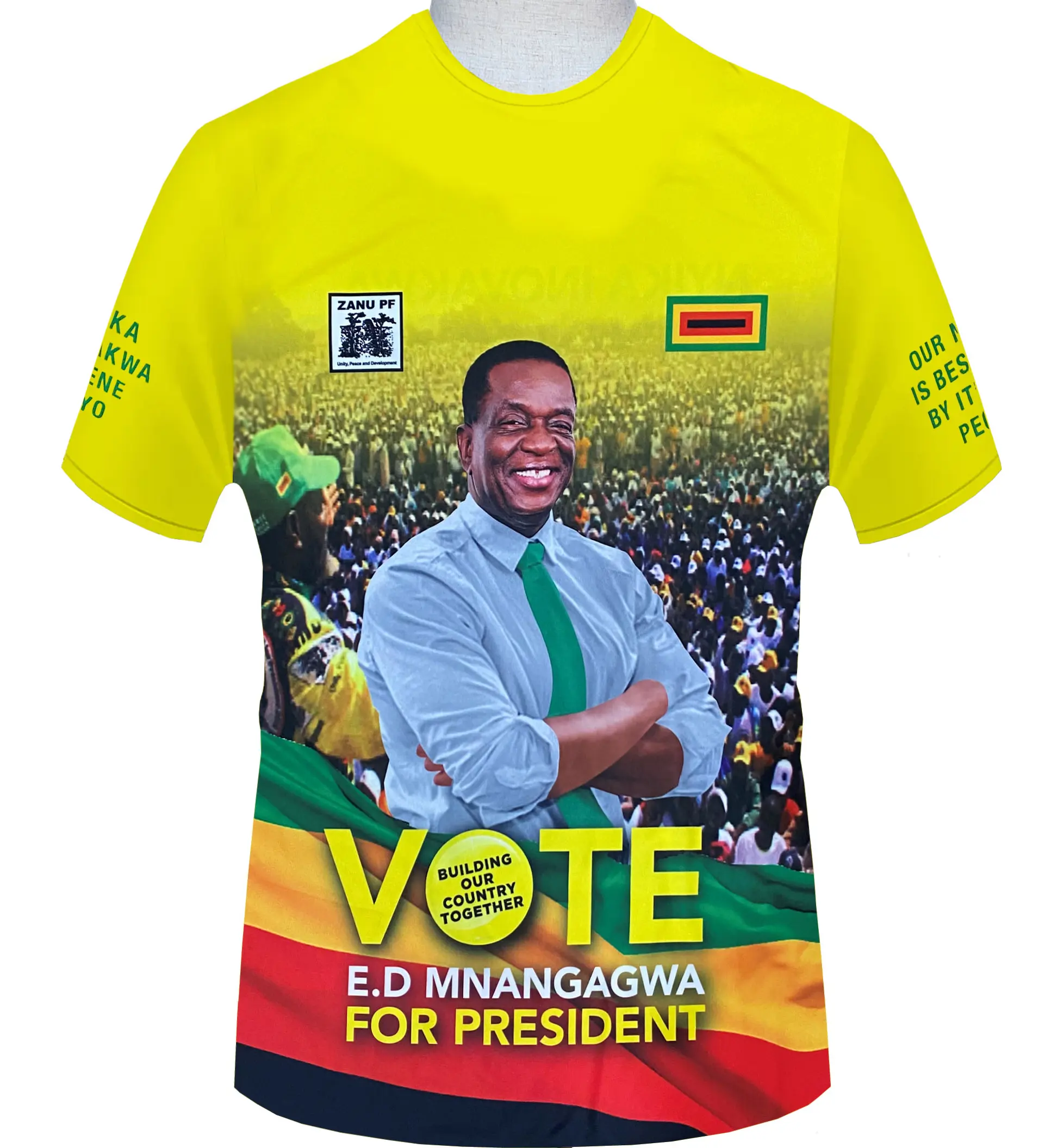 Zimbabwe cheap campaign t-shirt full color printing sublimation election tshirt