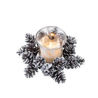 Gefrosteter Tannenzapfen-Kerzenring, Winterlicher Schneekranz mit Tannenzapfen für Weihnachtstisch-Dekoration, Rustikale Heimdekoration