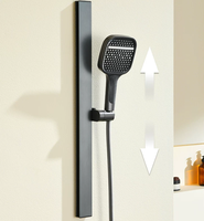 Système de douche mural moderne de luxe à 2 trous chaud/froid avec barre coulissante, 4 modes de jet et valve en céramique
