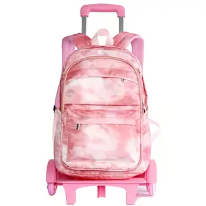 Tas Punggung Anak-anak Beroda Troli Set Ransel Anak-anak dengan Roda Troli Tas Sekolah Tas Ransel Bergulir untuk Anak Perempuan Laki-laki