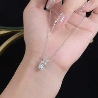 Collier pendentif en platine Pt950 avec diamant de laboratoire pour femme, motif papillon, cristal rond, goutte d'eau, chaîne tendance, bijoux fins
