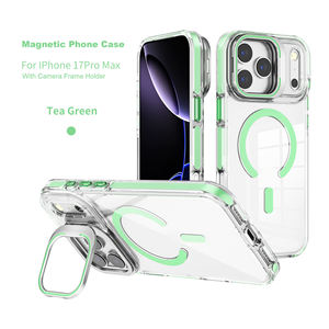 Transparent Magnetic Phone Case <b>for</b> <b>iPhone</b> 17 Pro Max with Camera Lens Holder Kickstand Anti-Yellowing Shockproof Cover - Product Image 5