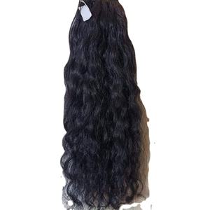 Venta al por mayor de extensiones de cabello liso indio natural alineado con cutícula virgen 28-30 pulgadas cinta ondulada natural paquetes de cabello humano exportación - Product Image 1