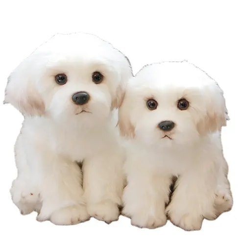 Perro de peluche maltés de imitación para niños, muñeco de felpa esponjoso, regalo de cumpleaños, cachorro de Bichon Frise, venta al por mayor