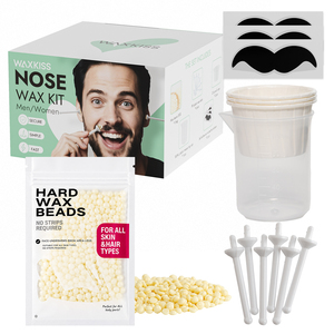 Kit de cire pour le nez 50g, cire dure dépilatoire en grains, portable, indolore, pour le nettoyage des oreilles, l'épilation des poils du nez et des lèvres, et le modelage des sourcils, de la marque d'usine avec 16 ans d'expérience - Product Image 1