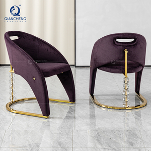 Ghế ăn lưng cao nhung cao cấp, da giả thương hiệu, thiết kế Bắc Âu, dành cho biệt thự sang trọng, nhà hàng thương mại, khách sạn. - Product Image 2