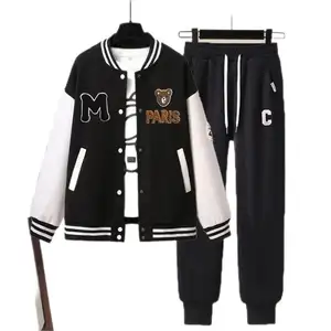 Direct Wholesale Customized Student Casual Sports Cotton School Uniform Baseball Jacket Set