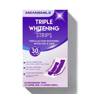 <span class=keywords><strong>Bandes</strong></span> <span class=keywords><strong>blanchissantes</strong></span> triple action pour les <span class=keywords><strong>dents</strong></span>, 28 pièces (14 paires), sans fluorure ni alcool, couleur violette, correction des taches - Product Image 1
