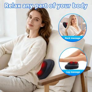 CE Full Shiatsu Neck Back Massage Pillow Kneading Function PU Leather Fishnet Cover for Neck Back Waist Shoulder Areas Body Use - Product Image 4