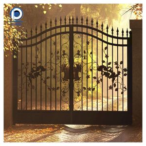 Prima Modernas Puertas Correderas de Hierro Forjado, Puerta Batiente de Seguridad Personalizable <span class=keywords><strong>para</strong></span> Jardín, Puertas de Hierro Forjado <span class=keywords><strong>para</strong></span> <span class=keywords><strong>Exteriores</strong></span> de Villas - Product Image 1