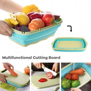 Collapsible Cutting Board Foldable Chopping Board with Colander Chopping Board Kitchen Vegetable Washing Basket Dish Tub - Product Image 5