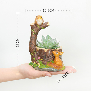 Vaso per Fiori Personalizzato <span class=keywords><strong>in</strong></span> Stile Fata con Casetta per Animali, Design a Cartone Animato, <span class=keywords><strong>in</strong></span> Poliresina con Foro di Drenaggio - Product Image 2