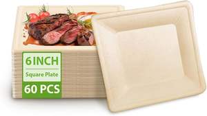 จานกระดาษแบบมีช่องแบ่ง 100 ชิ้น จานกระดาษแบบใช้แล้วทิ้ง ขนาดนิ้ว ย่อยสลายได้ ทำจากชานอ้อย เป็นมิตรกับสิ่งแวดล้อม ถาดอาหารกลางวัน - Product Image 3