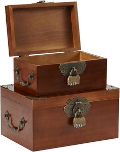Caja de almacenamiento decorativa de madera con tapas Caja de joyería de memoria hecha a mano Cofre del Tesoro con bloqueo de código - Product Image 1