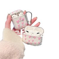 Étui pour écouteurs Air Pods 4 Pro2/Pro3, transparent, souple, motif cœur en relief, rose amour