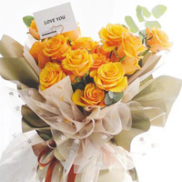 Papier d'emballage pour bouquet de roses en gaze estampé à chaud, imperméable, enduit de PE double face, pour anniversaire, mariage, fête des mères