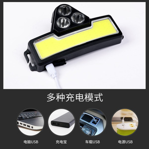 Headlamp 3xpe Led Rechargeable 2000 Mah Adjustable Headband High Brightness Outdoor Running Cycling Light - Product Image 4