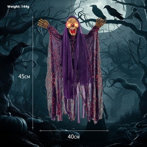 DAMAI Halloween Decoration with <b>Light</b> up Eyes <b>Motion</b> Activation Function Creepy Laughing Halloween Haunted House Prop Dcor - Product Image 4