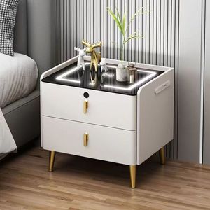 Armoire de chevet intelligente flottante avec chargeur sans fil et lumière LED, meuble mural pour chambre à coucher - Product Image 3